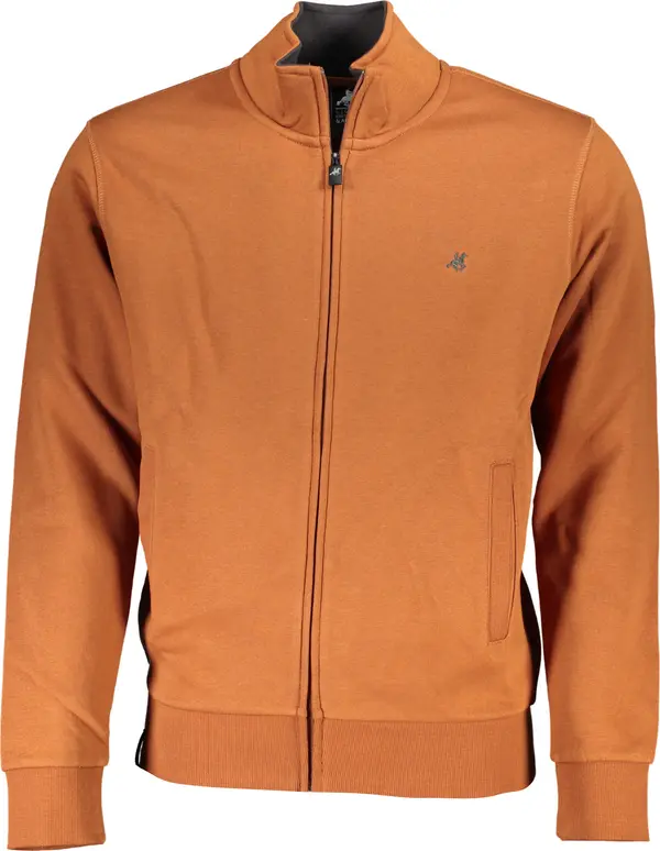 U.S. GRAND US GRAND POLO MEN'S BROWN ZIP SWEATSHIRT