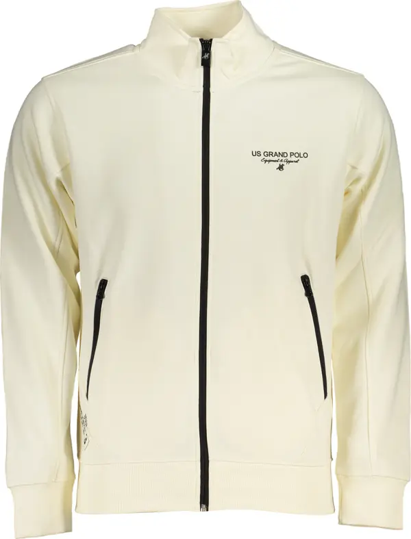 U.S. GRAND US GRAND POLO MEN'S WHITE ZIP SWEATSHIRT