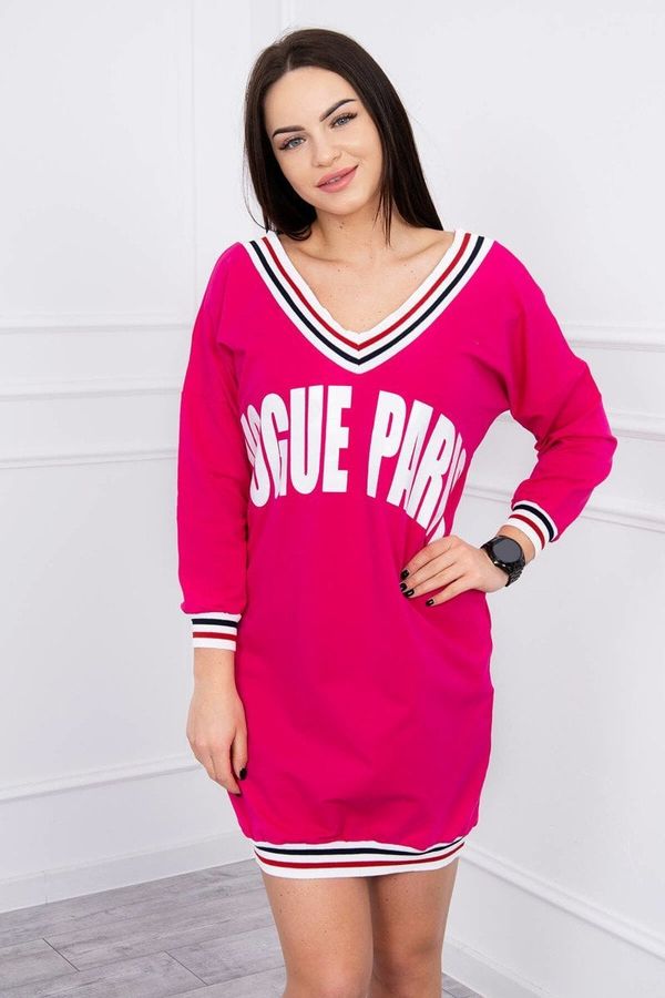 Kesi V-neck dress in Parisian navy blue fuchsia