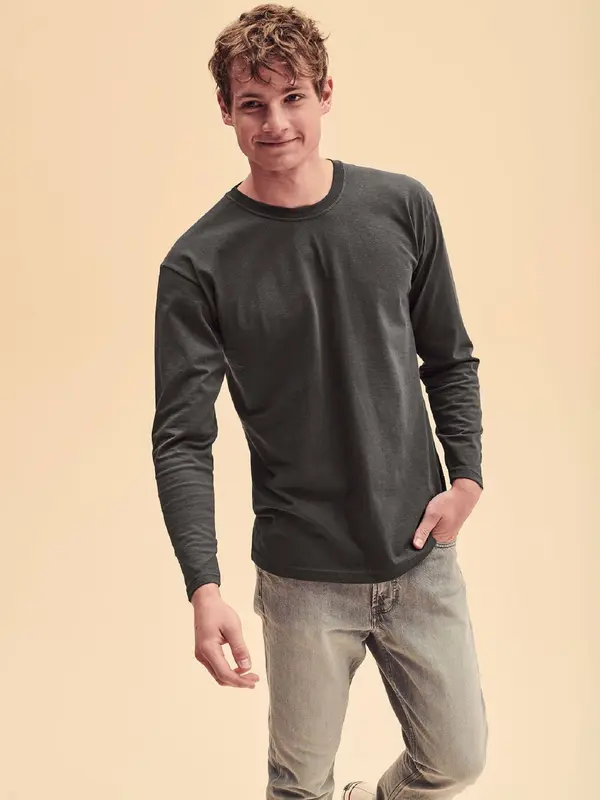 Fruit of the Loom Valueweight графит дълъг ръкав Плодът на тъкачния стан