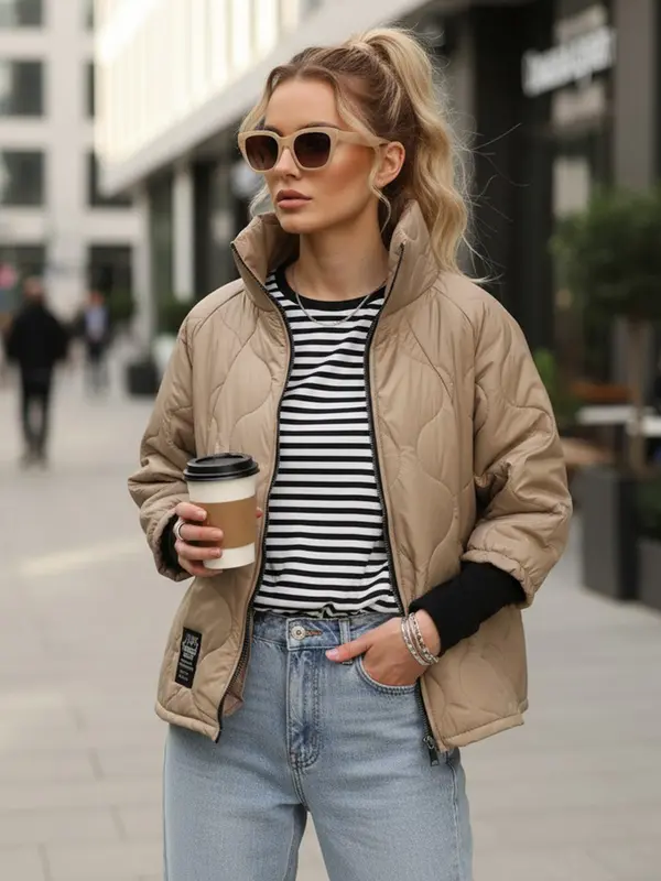 DStreet Ватирано бежово яке