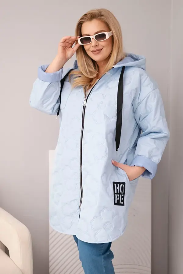 Kesi Włoski Ватирано яке Kesi Plus Size с качулка, HOPE синьо