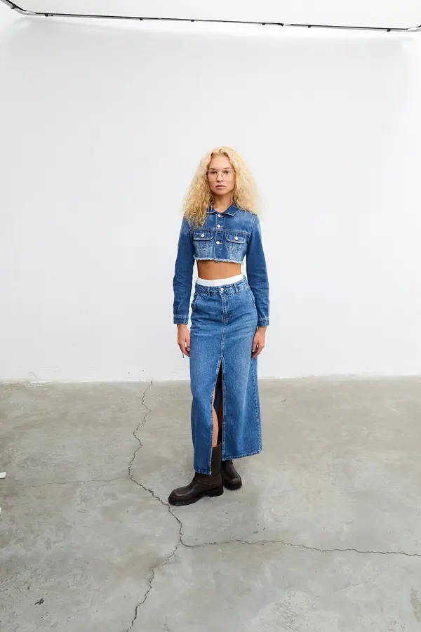 VATKALI VATKALI Slit denim maxi skirt