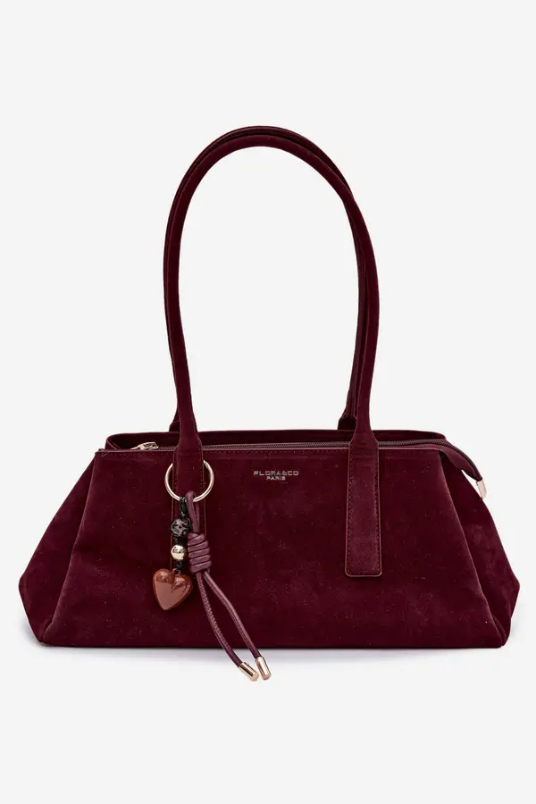 FLORA & CO Велурена чанта Flora&amp;Co в бордо цвят