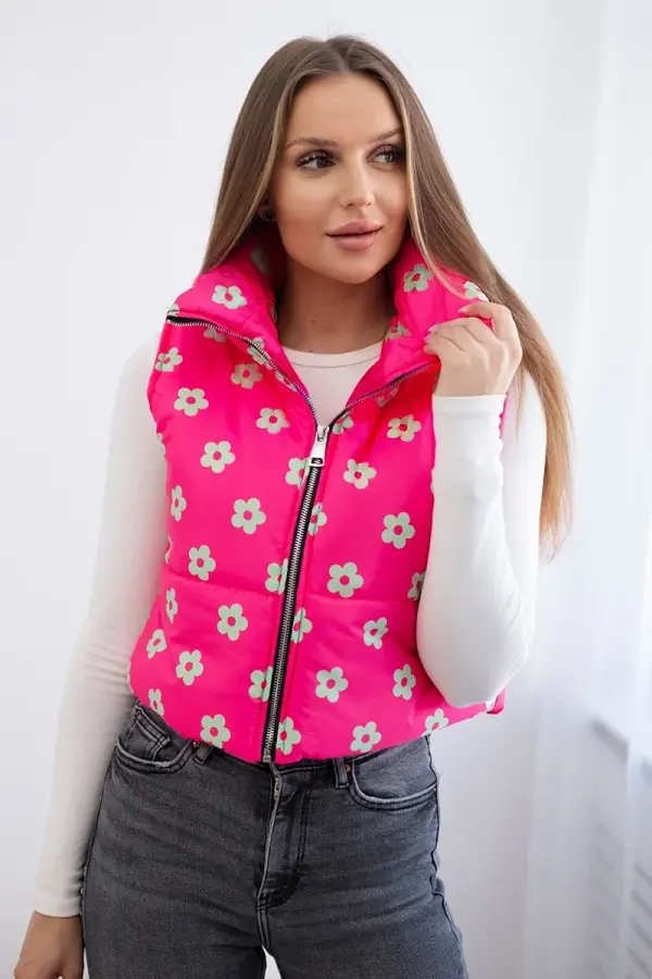 Kesi Włoski Vest with small fuchsia flowers