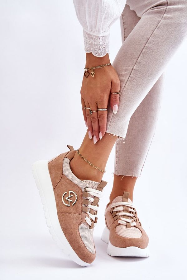 VINCEZA VINCEZA Дамски спортни обувки на платформа Бежови Aisha