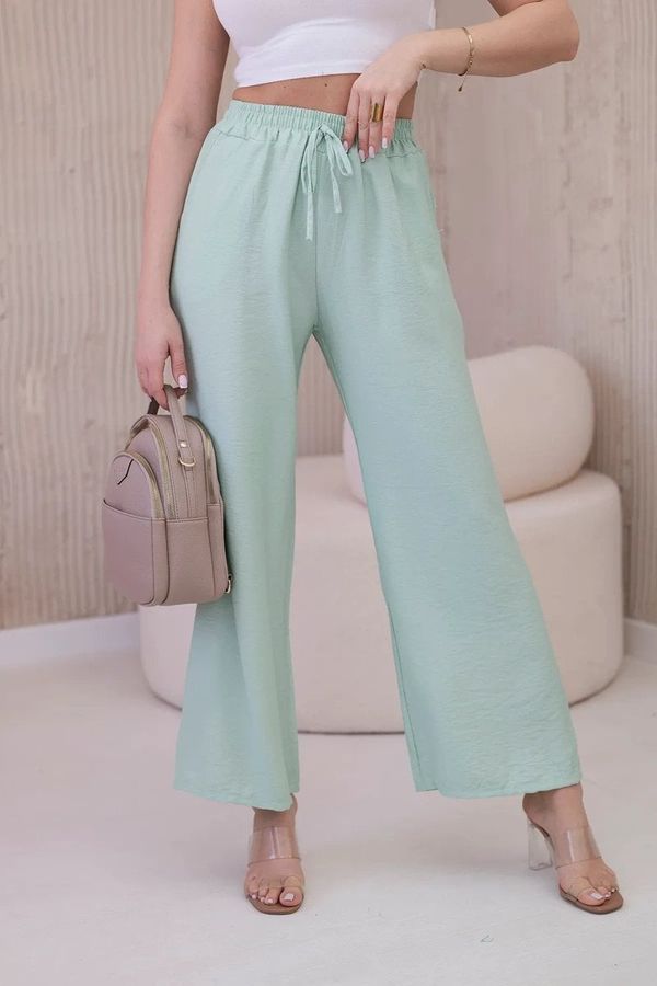 Włoski Viscose wide trousers light mint
