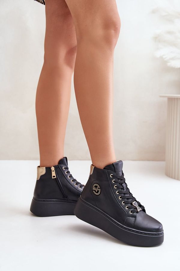 VINCEZA Високи дамски кожени кецове на платформа Vinceza