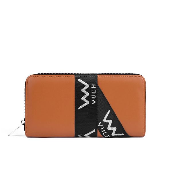 VUCH Vuch Кожен портфейл с цип Brown Mille