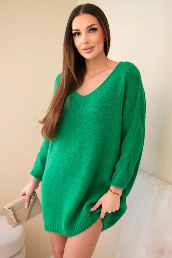 Kesi Włoski Вълнена рокля с голям размер и V-образно деколте