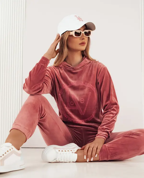 DStreet Welurowy komplet damski VIP PRIVATE różowy Dstreet