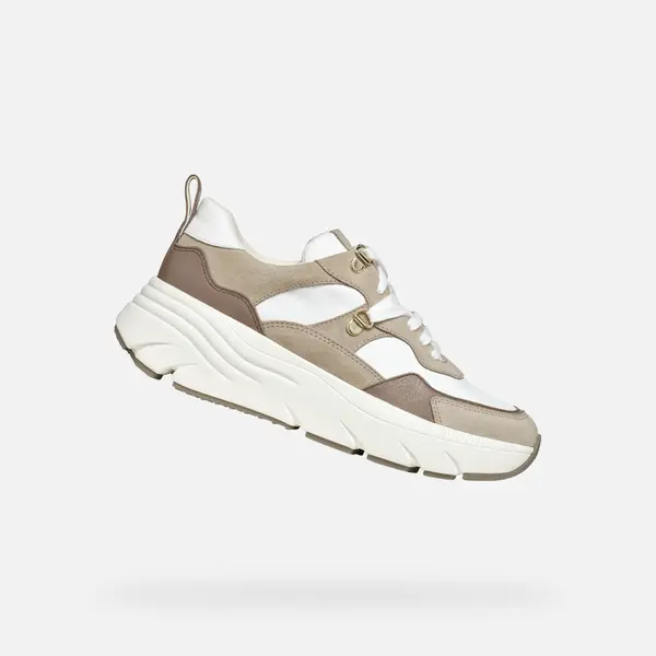 GEOX White-beige women's sneakers Geox Diamanta - Women's