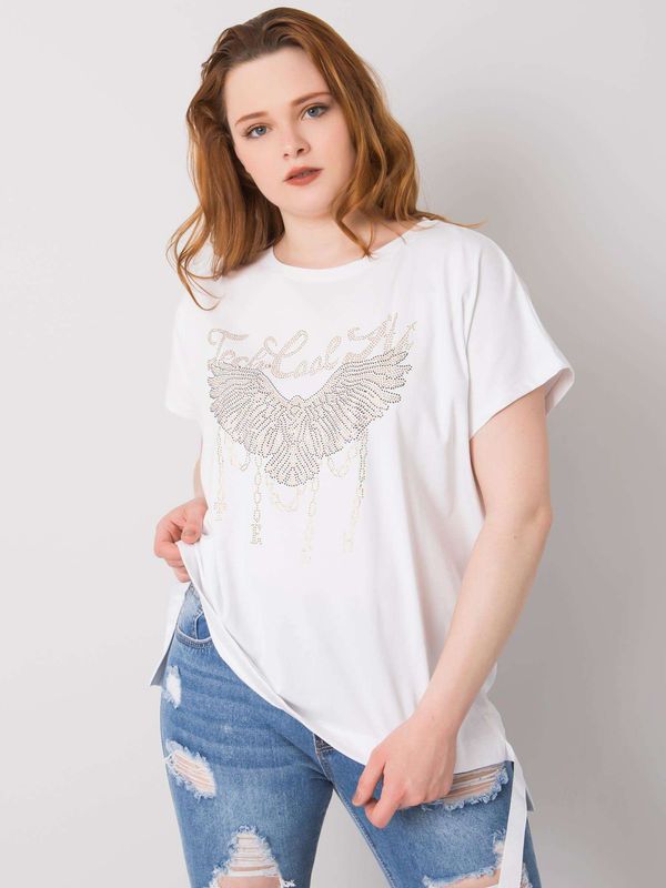 Fashionhunters White blouse of loose cut plus sizes