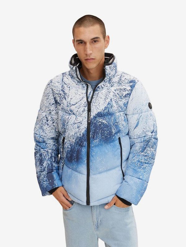 Tom Tailor White-Blue Men's Patterned Quilted Jacket Tom Tailor