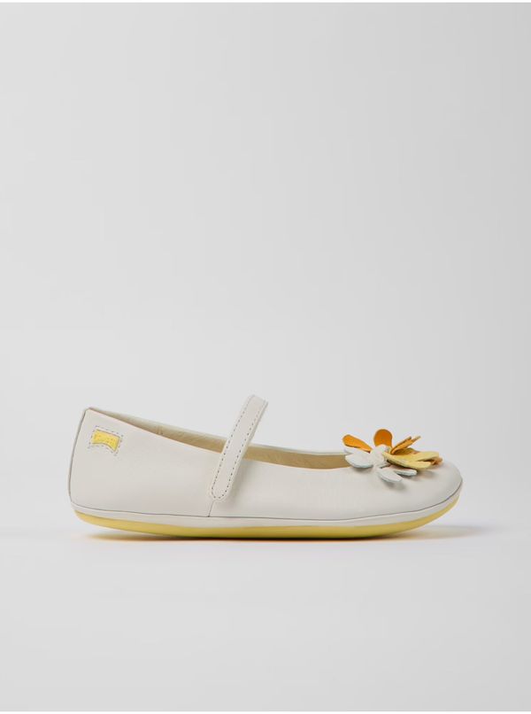 Camper White Girls' Leather Camper Ballerinas - Girls