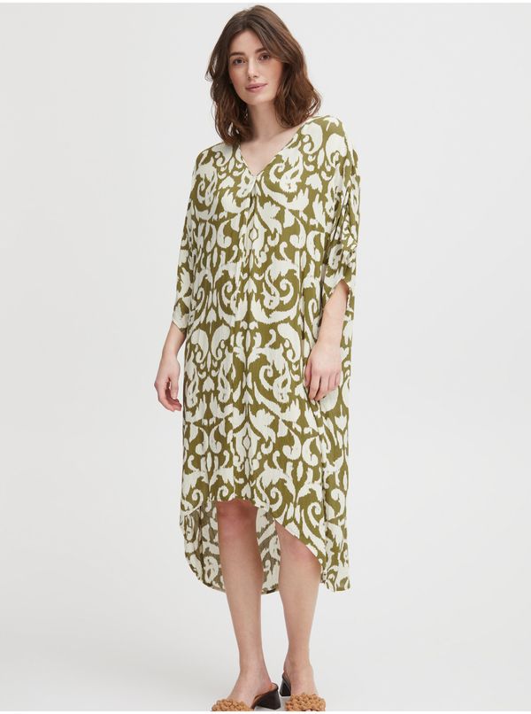 Fransa White-khaki Women Patterned Dress Fransa - Women