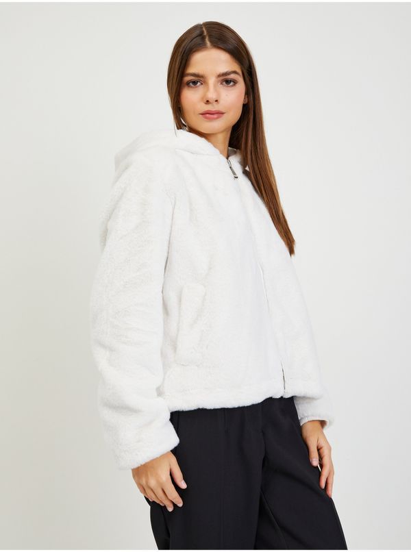 Guess White Women's Faux Fur Jacket Guess Theoline - Women