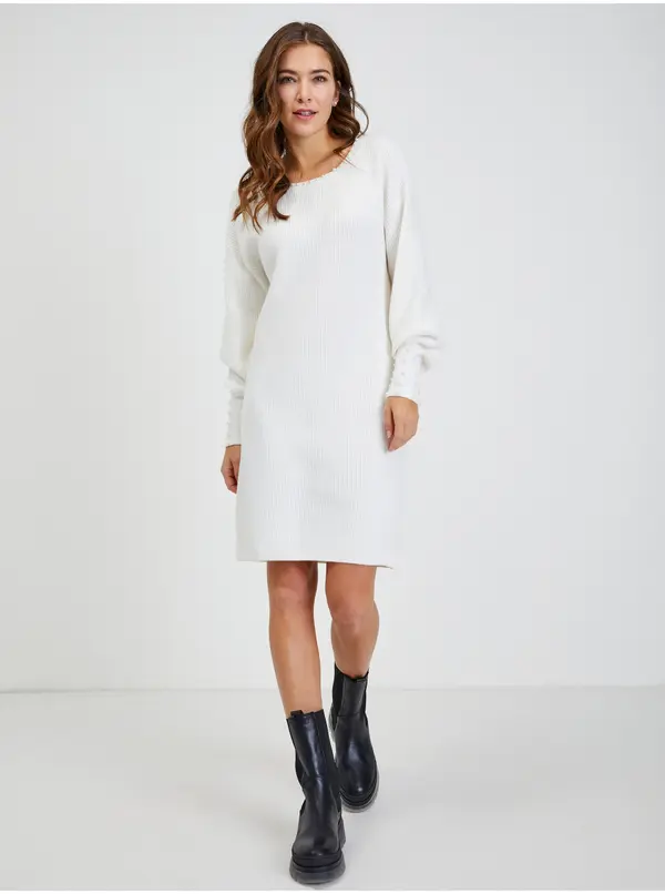 Orsay White Women's Ribbed Sweater Dress ORSAY - Ladies