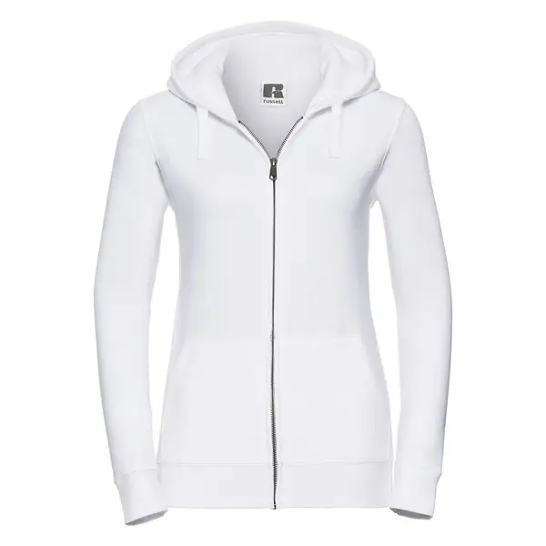 RUSSELL White women's sweatshirt with hood and zipper Authentic Russell