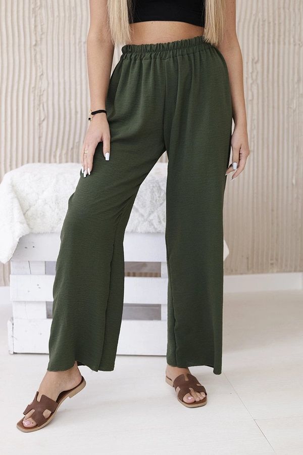 Włoski Wide khaki trousers