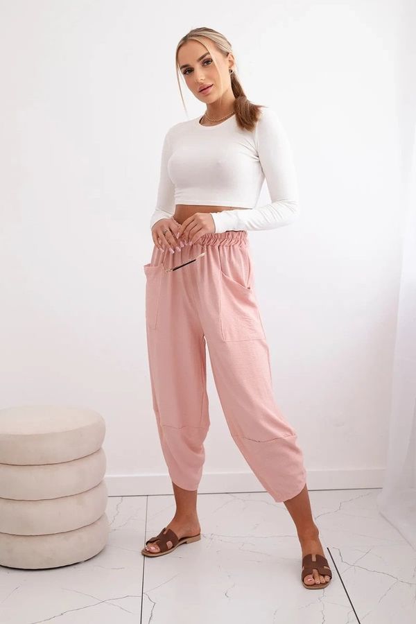 Włoski Wide-leg trousers with pockets - dark powder pink