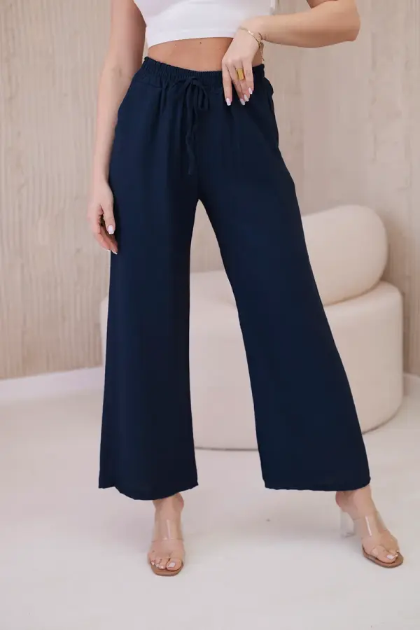 Kesi Włoski Wide viscose trousers Navy blue