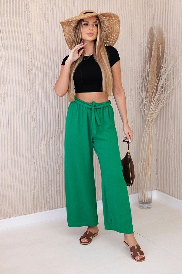 Włoski Wide-waisted trousers in green colour