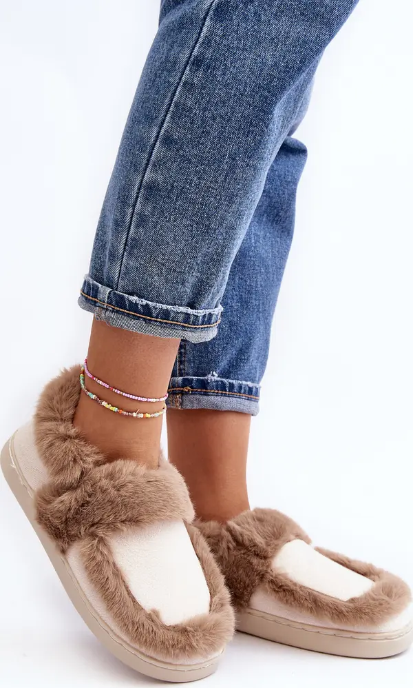 Boto WJ1 Дамски бежови чехли с косъм Sailey