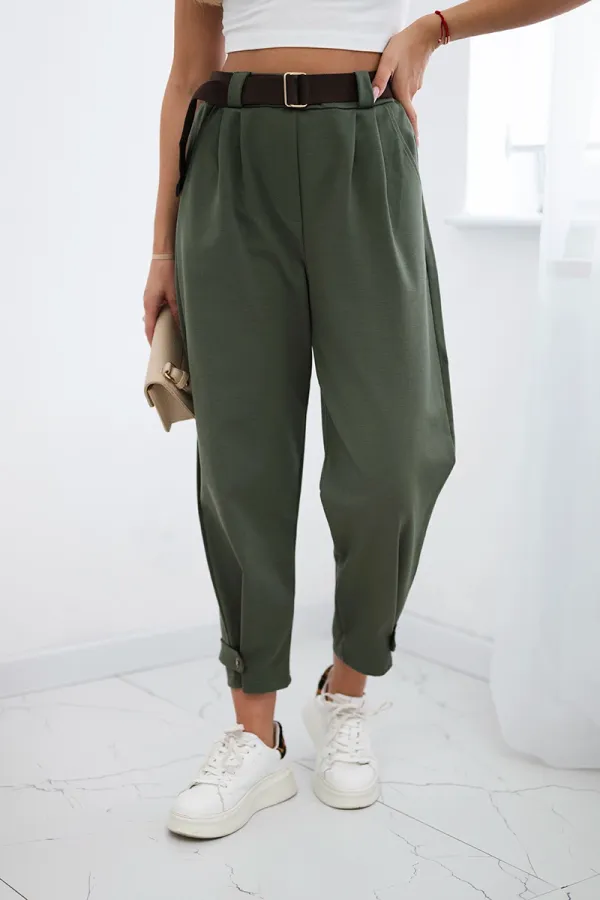 Kesi Włoski Włoski Punto trousers with leg closure khaki