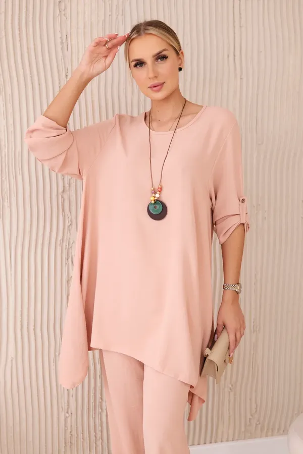 Kesi Włoski Włoski Set of blouse + pants with pendant dark powder pink