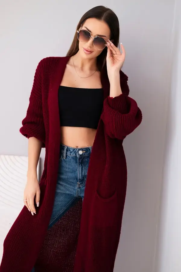 Kesi Włoski Włoski Sweater long cardigan burgundy