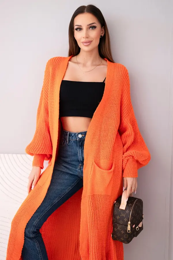 Kesi Włoski Włoski Sweater long cardigan orange
