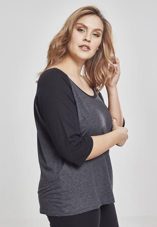 UC Ladies Women's 3/4 Contrast Raglan T-Shirt Coal/Black