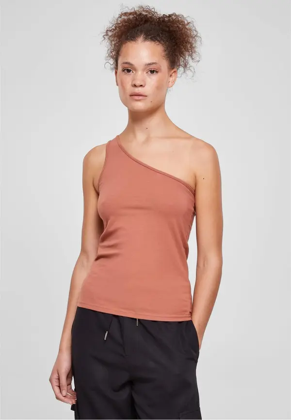 Urban Classics Women's asymmetrical terracotta top