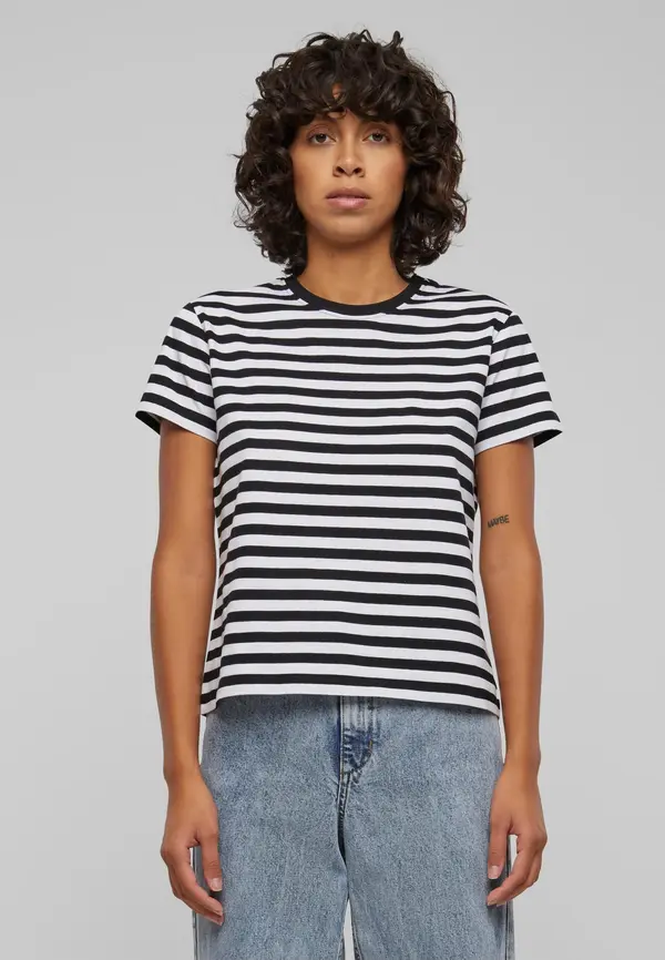 Urban Classics Women's basic striped T-shirt white/black