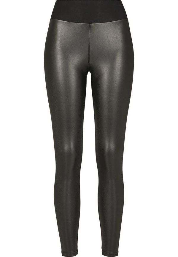 UC Ladies Women's black high-waisted synthetic leather leggings