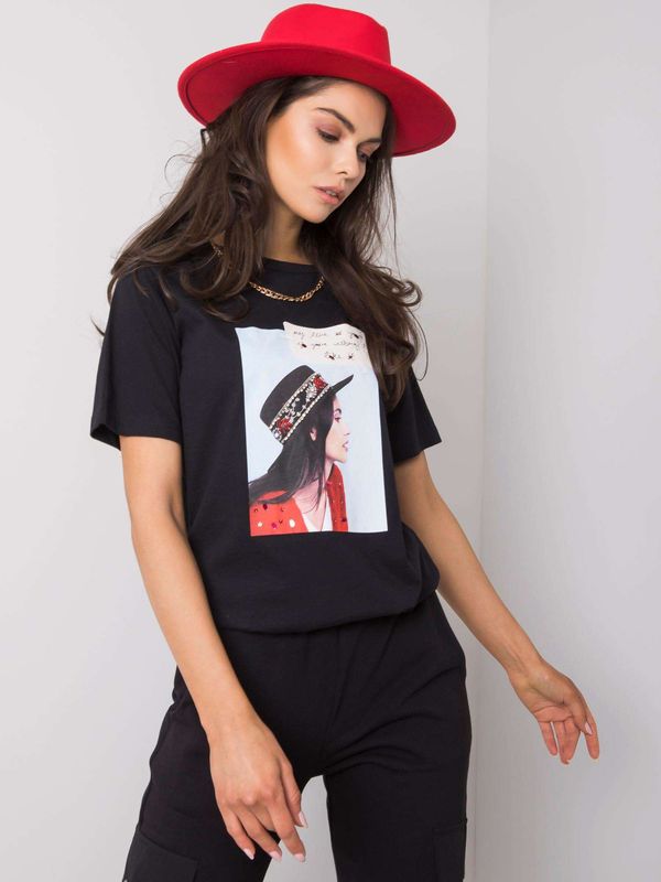 Fashionhunters Women's black T-shirt with print
