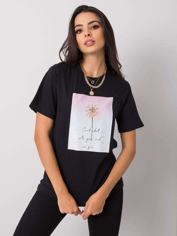 Fashionhunters Women's black T-shirt with print