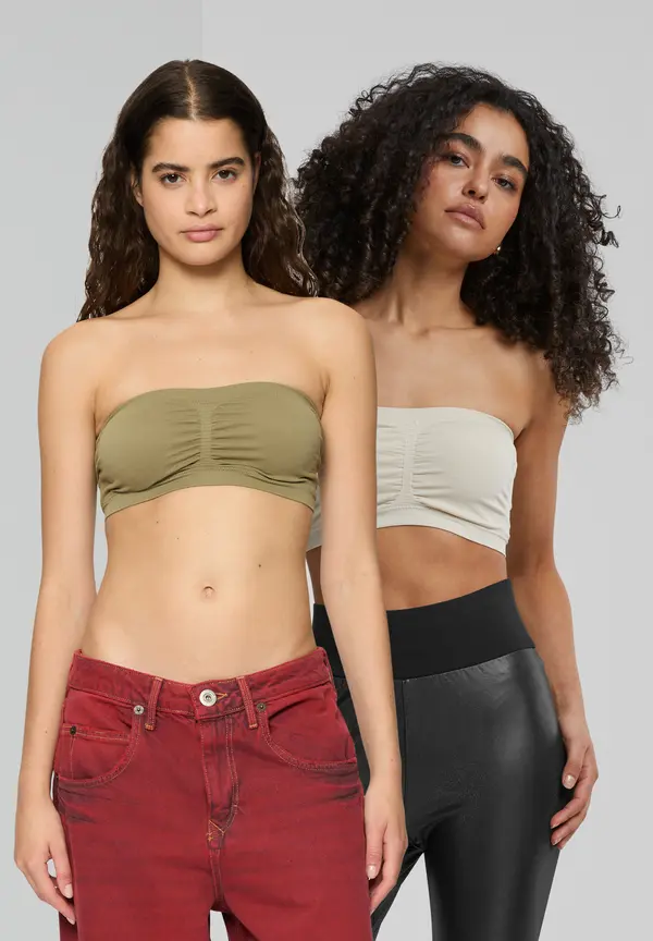 Urban Classics Women's bra Bandeau 2-Pack beige/khaki