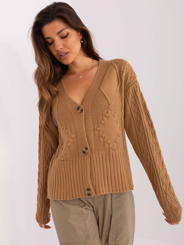 Fashionhunters Women's camel sweater with braids