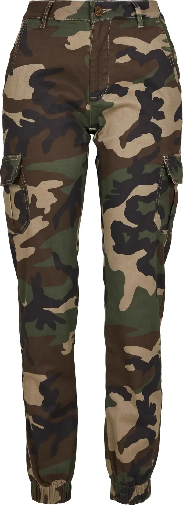 Urban Classics Women's camo cargo pants high waist woodcamo