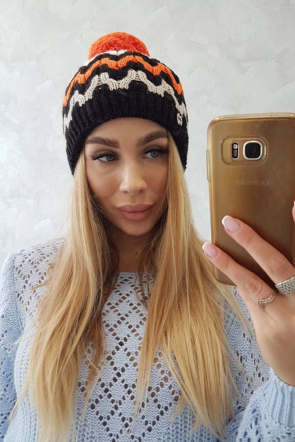 marka niezdefiniowana Women's cap Laila K283 black + orange neon