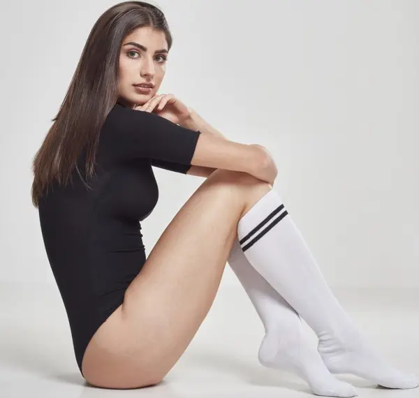 Urban Classics Women's college socks wht/blk