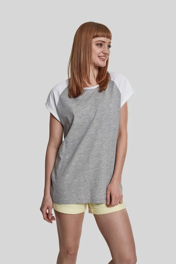 Urban Classics Women's contrasting raglan t-shirt gray/white