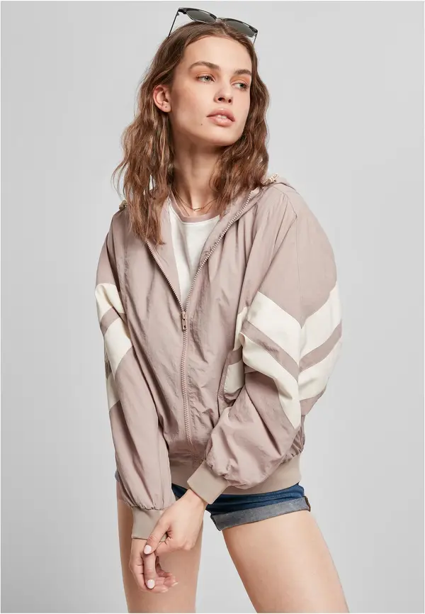 Urban Classics Women's Crinkle Batwing jacket dukrose/whitesand