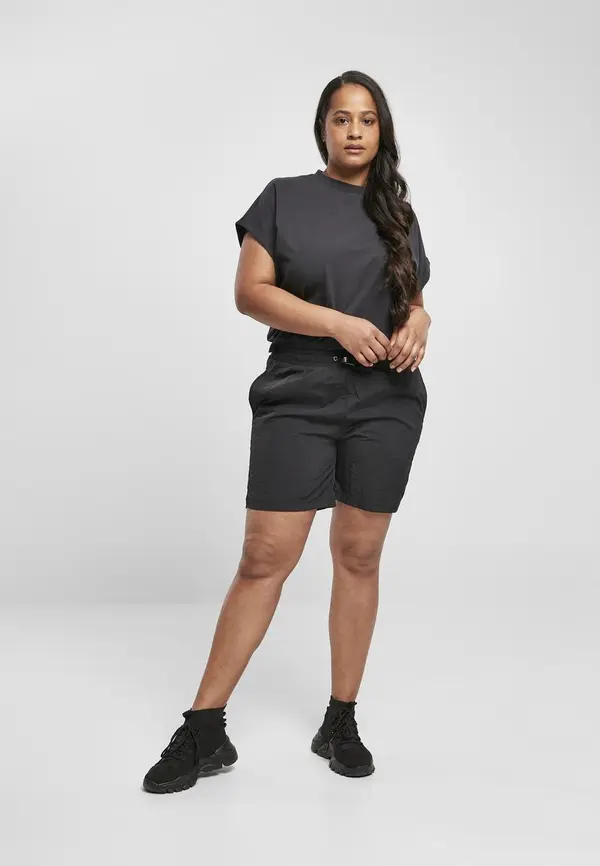 Urban Classics Women's Crinkle Nylon Shorts in Black