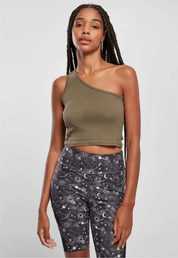 Urban Classics Women's cropped asymmetrical khaki top