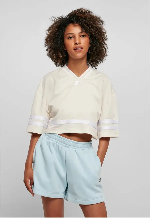Starter Black Label Women's Cropped Mesh Jersey Jump Starter Pale White/White