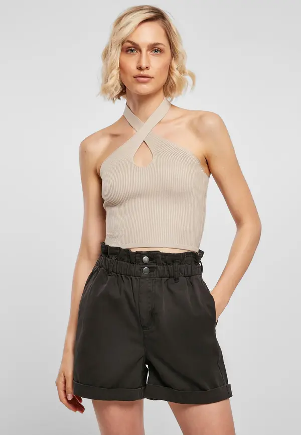 Urban Classics Women's crossed neck warmer Top lighttaupe
