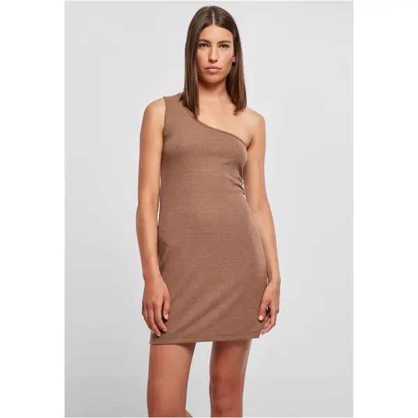 Urban Classics Women's dark khaki dress with a ribbed pattern on one shoulder